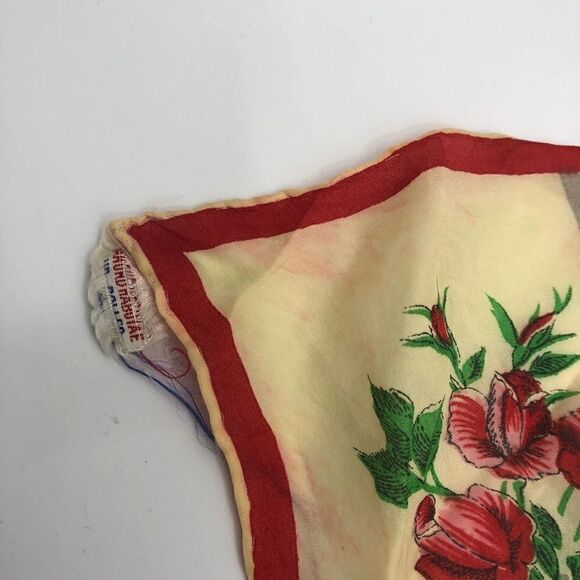 Vintage Diamond Habotai Silk Rosebud Floral Scarve - Picture 5 of 6